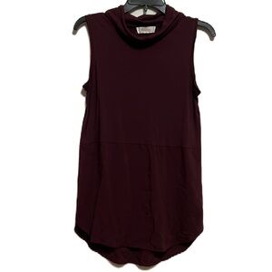 TURO By VINCE CAMUTO, Turtleneck Neckline,Sleeveless Top, Dark Purple Size Sm